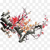 手绘梅花插画背景-空若网 手绘梅花插画背景-空若网