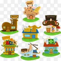 矢量手绘卡通店铺-空若网 矢量手绘卡通店铺-空若网