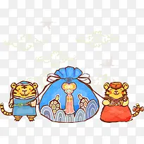 福袋的卡通矢量老虎-空若网 福袋的卡通矢量老虎-空若网