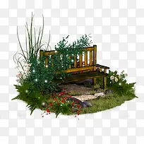 草中的木椅子-空若网 草中的木椅子-空若网