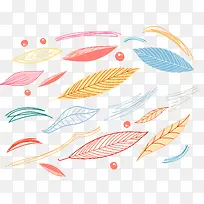 矢量手绘彩色叶子素材卡通-空若网 矢量手绘彩色叶子素材卡通-空若网