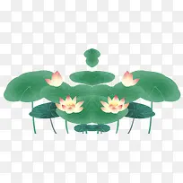 卡通手绘夏季绿色荷叶荷花-空若网 卡通手绘夏季绿色荷叶荷花-空若网