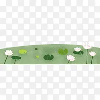 卡通手绘绿色草地荷叶荷花-空若网 卡通手绘绿色草地荷叶荷花-空若网