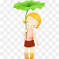 卡爱撑荷叶人物彩绘-空若网 卡爱撑荷叶人物彩绘-空若网