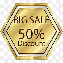 金色六边形促销标签-空若网 金色六边形促销标签-空若网