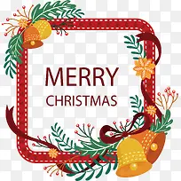 圣诞节铃铛树枝边框-空若网 圣诞节铃铛树枝边框-空若网