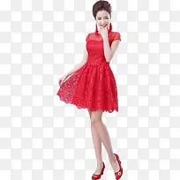 摄影镂空红色绣花礼服-空若网 摄影镂空红色绣花礼服-空若网