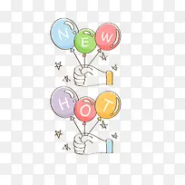 手绘可爱手拿气球-空若网 手绘可爱手拿气球-空若网