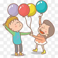 手绘卡通儿童玩气球图案-空若网 手绘卡通儿童玩气球图案-空若网
