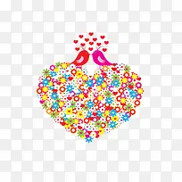 花花爱心和两只爱情鸟-空若网 花花爱心和两只爱情鸟-空若网