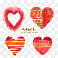 4款水彩爱心设计矢量-空若网 4款水彩爱心设计矢量-空若网