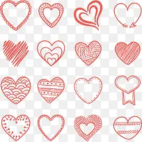 16款红色手绘爱心矢量素材-空若网 16款红色手绘爱心矢量素材-空若网