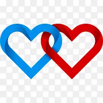 红色蓝色双爱心-空若网 红色蓝色双爱心-空若网