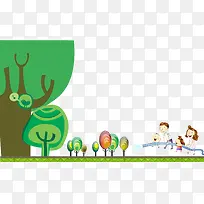 卡通浇树的一家人-空若网 卡通浇树的一家人-空若网