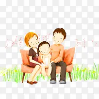 橙色卡通一家人装饰图案-空若网 橙色卡通一家人装饰图案-空若网
