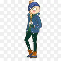 手绘冬季女孩素材-空若网 手绘冬季女孩素材-空若网
