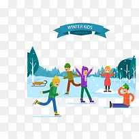 扁平风格合成新年快乐小孩子-空若网 扁平风格合成新年快乐小孩子-空若网