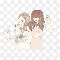 卡通手绘闺蜜-空若网 卡通手绘闺蜜-空若网