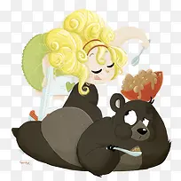 女孩子喂棕熊吃饭-空若网 女孩子喂棕熊吃饭-空若网