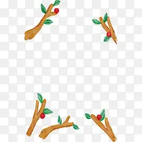 水彩树枝装饰边框-空若网 水彩树枝装饰边框-空若网