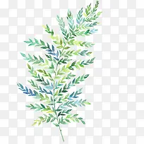 手绘水彩绿色树枝装饰图案-空若网 手绘水彩绿色树枝装饰图案-空若网