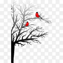 手绘树枝小鸟图案-空若网 手绘树枝小鸟图案-空若网