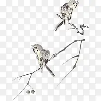 水墨风树枝上的小鸟-空若网 水墨风树枝上的小鸟-空若网