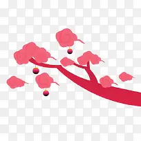 扁平红色树枝云朵-空若网 扁平红色树枝云朵-空若网