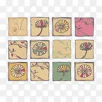 手绘花朵树枝插画-空若网 手绘花朵树枝插画-空若网