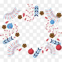 彩色圣诞球树枝花纹-空若网 彩色圣诞球树枝花纹-空若网