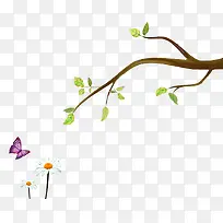 树枝小花蝴蝶-空若网 树枝小花蝴蝶-空若网