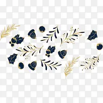 金色圣诞树枝花纹-空若网 金色圣诞树枝花纹-空若网