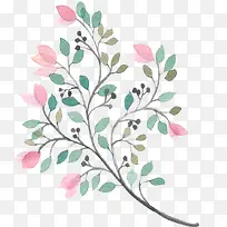 手绘粉色树枝-空若网 手绘粉色树枝-空若网
