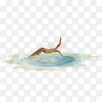 蓝色水面树枝-空若网 蓝色水面树枝-空若网