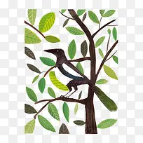 卡通树枝上的小鸟-空若网 卡通树枝上的小鸟-空若网