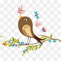 卡通手绘树枝小鸟-空若网 卡通手绘树枝小鸟-空若网