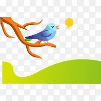 卡通手绘树枝上的鸟-空若网 卡通手绘树枝上的鸟-空若网