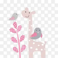 长颈鹿树枝小鸟-空若网 长颈鹿树枝小鸟-空若网