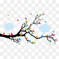 卡通树枝上的鸟-空若网 卡通树枝上的鸟-空若网