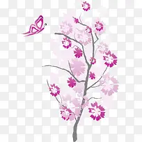 卡通创意紫色树枝蝴蝶-空若网 卡通创意紫色树枝蝴蝶-空若网