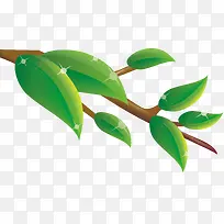 春天绿叶树枝手绘卡通素材-空若网 春天绿叶树枝手绘卡通素材-空若网