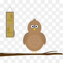 卡通树枝上的猫头鹰-空若网 卡通树枝上的猫头鹰-空若网
