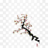 手绘桃花树枝-空若网 手绘桃花树枝-空若网