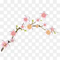 粉色手绘桃花树枝装饰图案-空若网 粉色手绘桃花树枝装饰图案-空若网