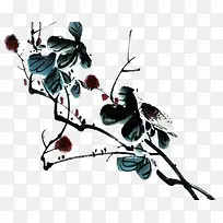 水墨桃花树枝-空若网 水墨桃花树枝-空若网