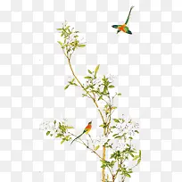 卡通桐花树枝免扣-空若网 卡通桐花树枝免扣-空若网