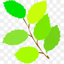 一支黄色绿色卡通树枝-空若网 一支黄色绿色卡通树枝-空若网