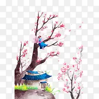 树枝上的女孩-空若网 树枝上的女孩-空若网