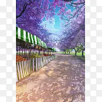 唯美樱花公园插画-空若网 唯美樱花公园插画-空若网