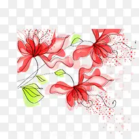 卡通手绘红色花-空若网 卡通手绘红色花-空若网